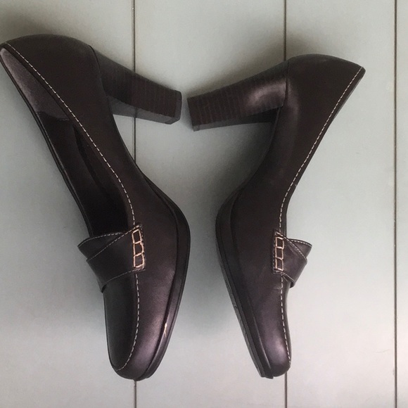 Axcess Black Leather Platform Penny Loafers 8.5M - Picture 3 of 8